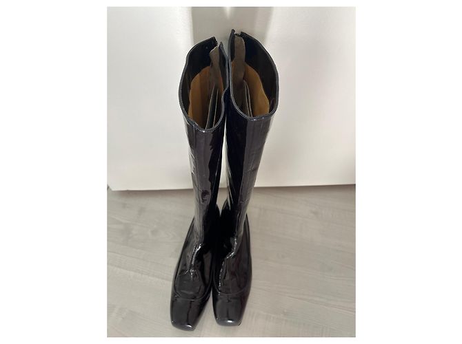 Botas altas de piel de becerro charol azul marino Lanvin - vista 6