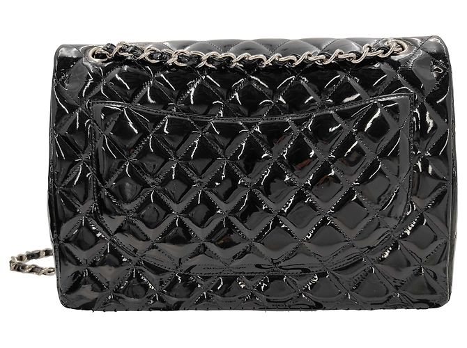 Chanel Timeless - Classic Double Flap Quilted Patent Maxi 33 x 23 x 10 Nero - vista 2