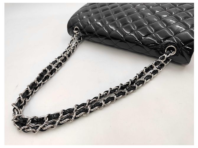 Chanel Timeless - Classic Double Flap Quilted Patent Maxi 33 x 23 x 10 Nero - vista 4