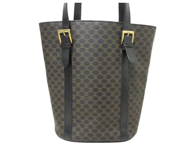 Céline Borsa Tote a secchiello CELINE Black Macadam Marrone Nero - vista 2