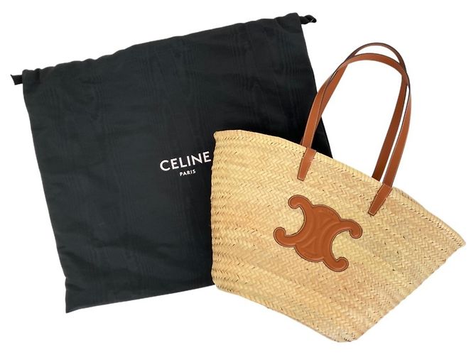 Céline CELINE Großer Triomphe Korb aus Raffia x Leder - Ansicht 10