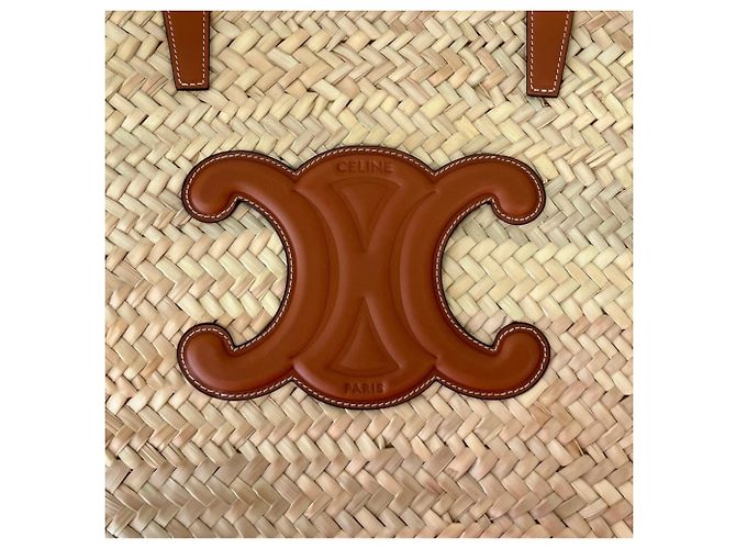 Céline CELINE Großer Triomphe Korb aus Raffia x Leder - Ansicht 8