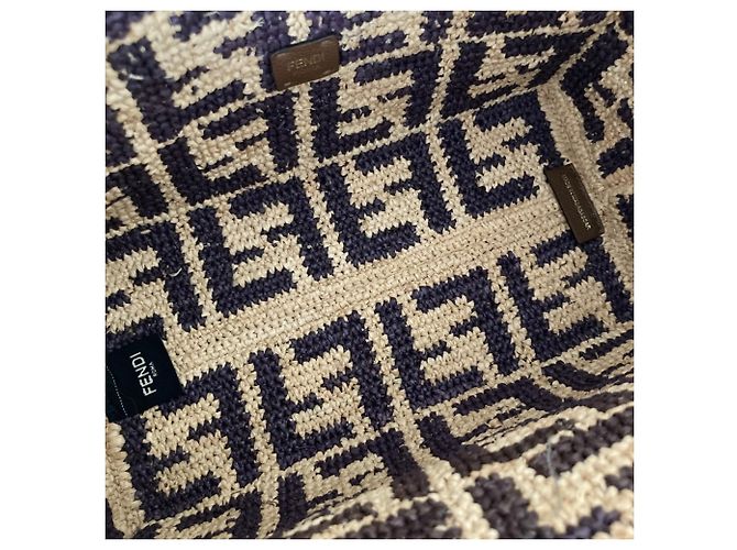 Fendi Roll Small Raffia Tote Bag Braun - Ansicht 5