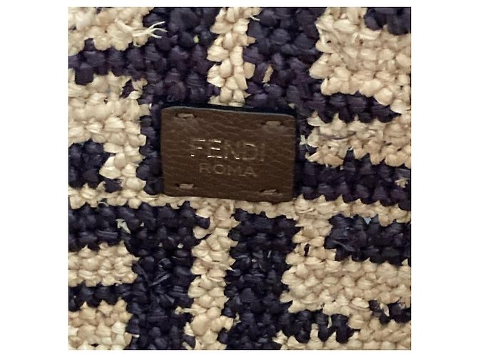 Fendi Roll Small Raffia Tote Bag Braun - Ansicht 7