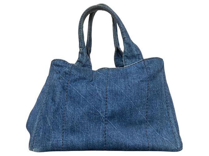 Prada Denim Canapa Tote Bag Dunkelblau - Ansicht 2