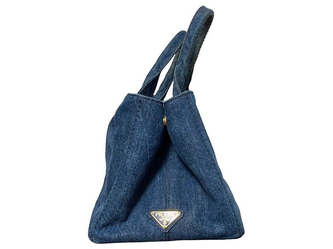 Prada Denim Canapa Tote Bag Dunkelblau - Ansicht 3