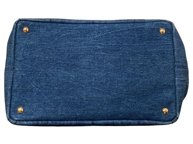 Prada Denim Canapa Tote Bag Dunkelblau - Ansicht 4