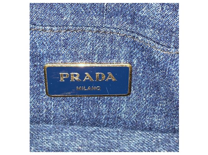 Prada Denim Canapa Tote Bag Dunkelblau - Ansicht 6