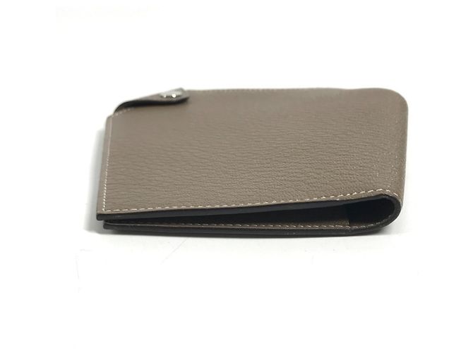 Hermès Cartera Compacta Hermes Clochette Castaño Gris pardo - vista 7