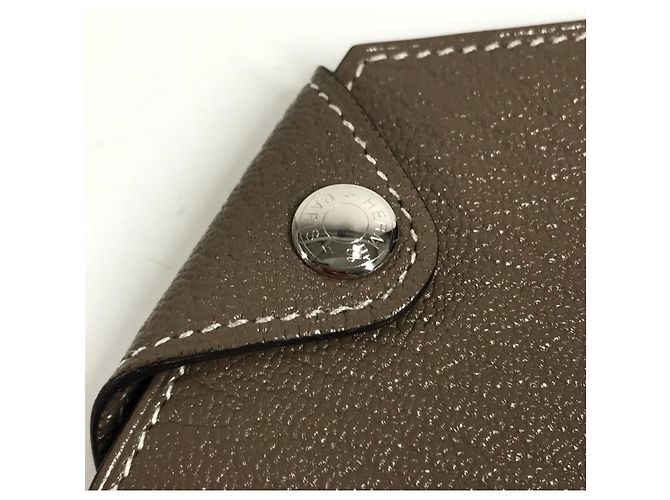 Hermès Cartera Compacta Hermes Clochette Castaño Gris pardo - vista 9