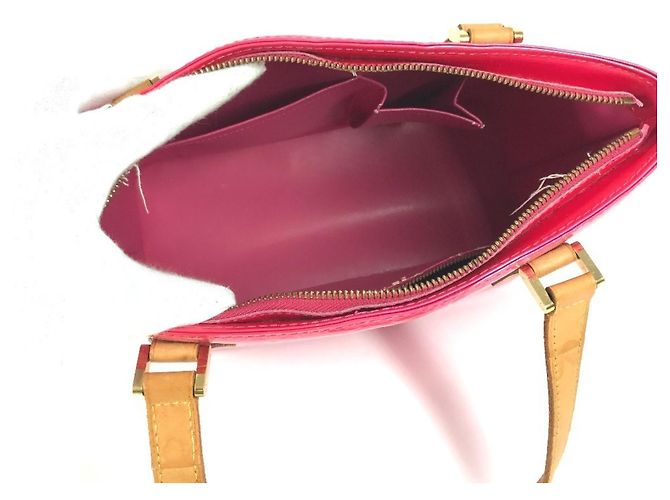 Borsa Louis Vuitton Monogram Vernis Houston in Fuchsia Pink Fuschia - vista 12