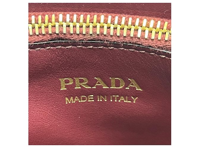 Borsa Prada in pelle Saffiano rosso vino Bordò - vista 13