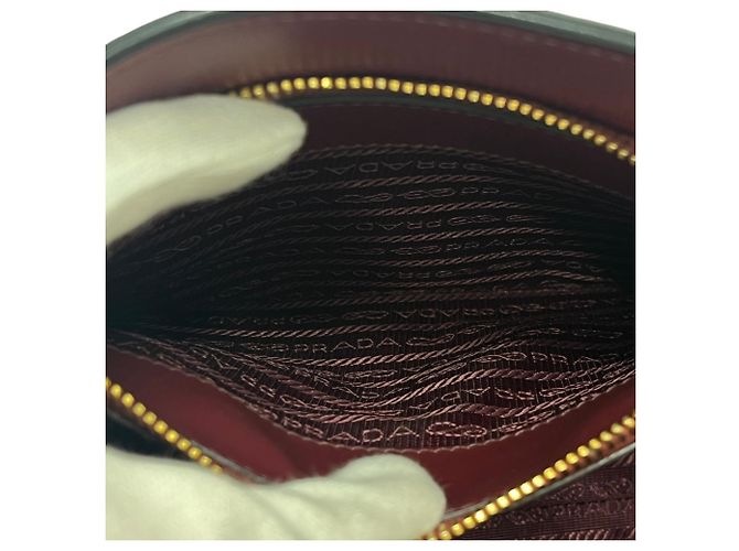 Borsa Prada in pelle Saffiano rosso vino Bordò - vista 14