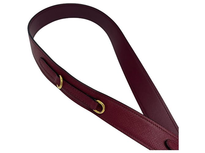Borsa Prada in pelle Saffiano rosso vino Bordò - vista 15