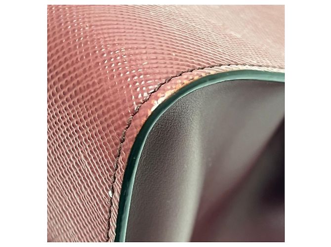 Borsa Prada in pelle Saffiano rosso vino Bordò - vista 5