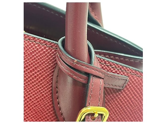 Borsa Prada in pelle Saffiano rosso vino Bordò - vista 8