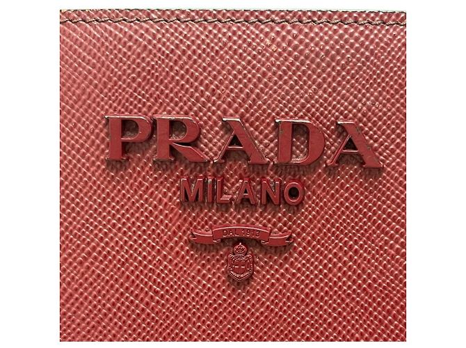 Borsa Prada in pelle Saffiano rosso vino Bordò - vista 9