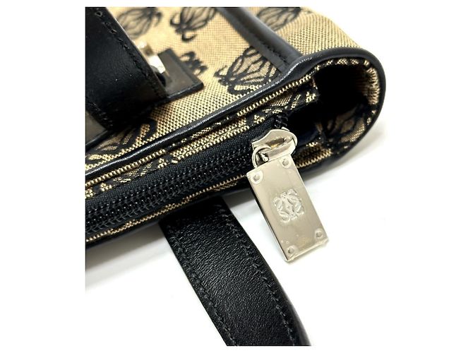 Borsa Tote Loewe Anagram Nero Beige - vista 10