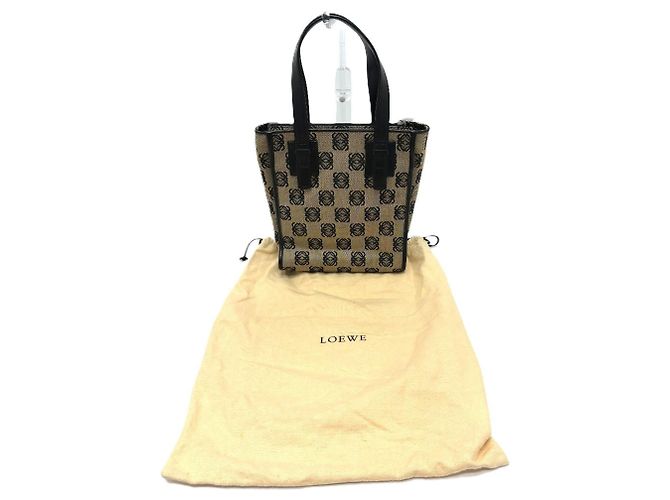 Borsa Tote Loewe Anagram Nero Beige - vista 17