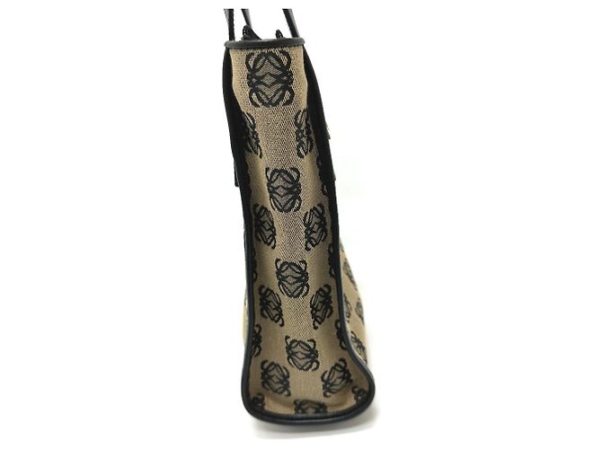 Borsa Tote Loewe Anagram Nero Beige - vista 2