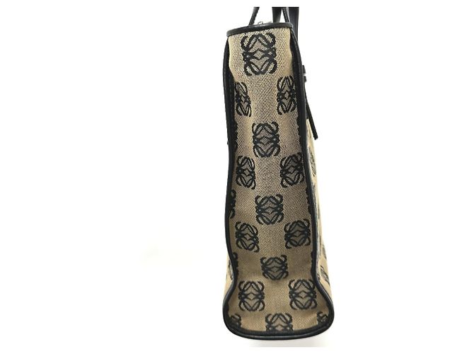 Borsa Tote Loewe Anagram Nero Beige - vista 3