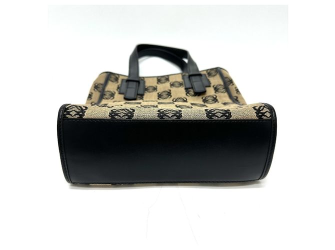 Borsa Tote Loewe Anagram Nero Beige - vista 4