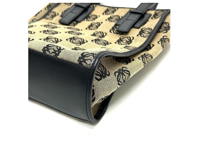 Borsa Tote Loewe Anagram Nero Beige - vista 5