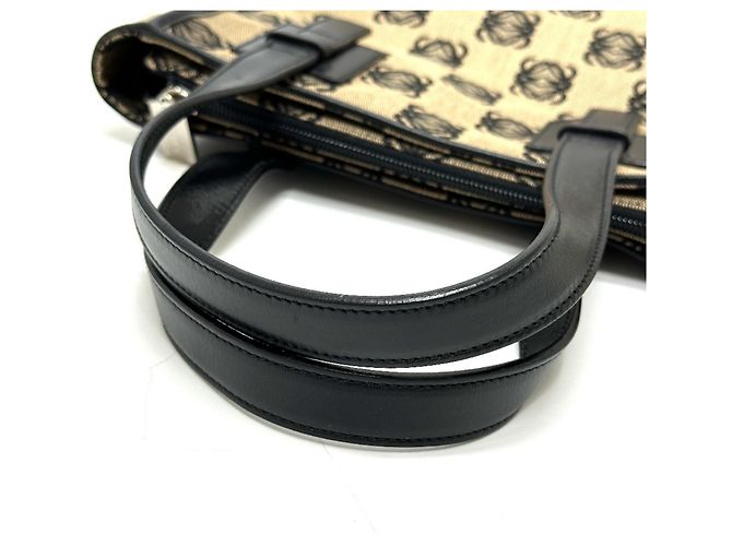 Borsa Tote Loewe Anagram Nero Beige - vista 7