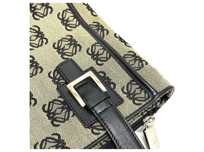 Borsa Tote Loewe Anagram Nero Beige - vista 9