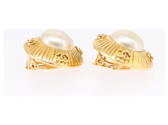 Orecchini CHANEL Metallo Tono Oro Bianco CC Auth bs36536 - vista 12