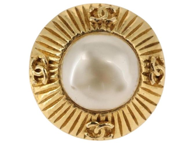 Orecchini CHANEL Metallo Tono Oro Bianco CC Auth bs36536 - vista 3