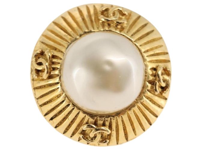 Orecchini CHANEL Metallo Tono Oro Bianco CC Auth bs36536 - vista 7