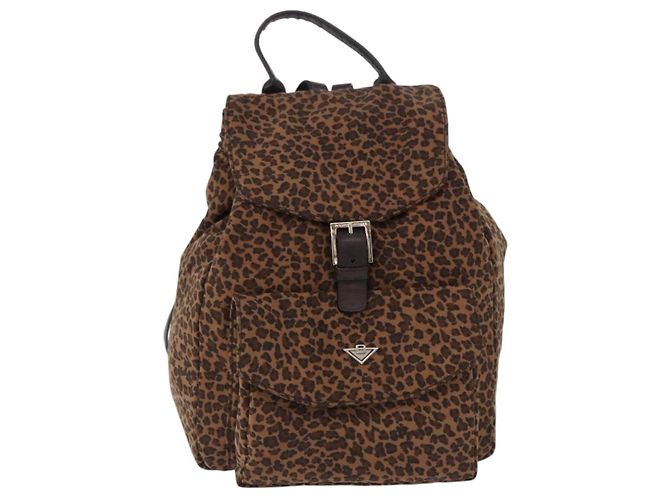 Zaino BOTTEGA VENETA Nylon Brown Gold Auth bs36573 Marrone D'oro - vista 2