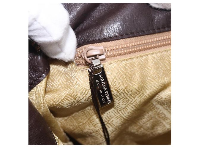 Zaino BOTTEGA VENETA Nylon Brown Gold Auth bs36573 Marrone D'oro - vista 21