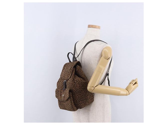 Zaino BOTTEGA VENETA Nylon Brown Gold Auth bs36573 Marrone D'oro - vista 25