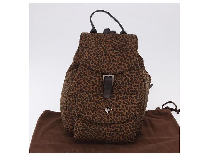 Zaino BOTTEGA VENETA Nylon Brown Gold Auth bs36573 Marrone D'oro - vista 26