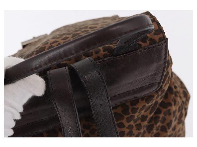 Zaino BOTTEGA VENETA Nylon Brown Gold Auth bs36573 Marrone D'oro - vista 7
