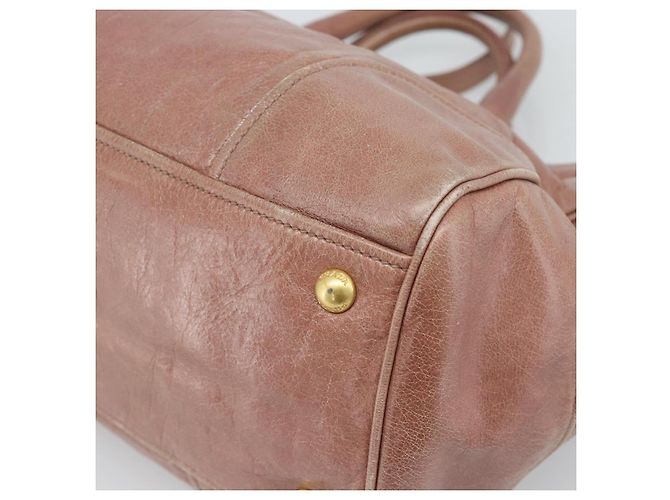 Borsa a mano PRADA in pelle 2way Pink Gold Auth 195564A Rosa D'oro - vista 14