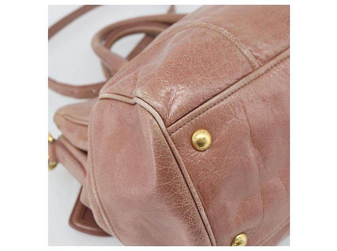 Borsa a mano PRADA in pelle 2way Pink Gold Auth 195564A Rosa D'oro - vista 15