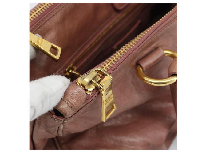 Borsa a mano PRADA in pelle 2way Pink Gold Auth 195564A Rosa D'oro - vista 24