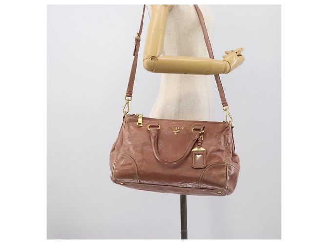 Borsa a mano PRADA in pelle 2way Pink Gold Auth 195564A Rosa D'oro - vista 29