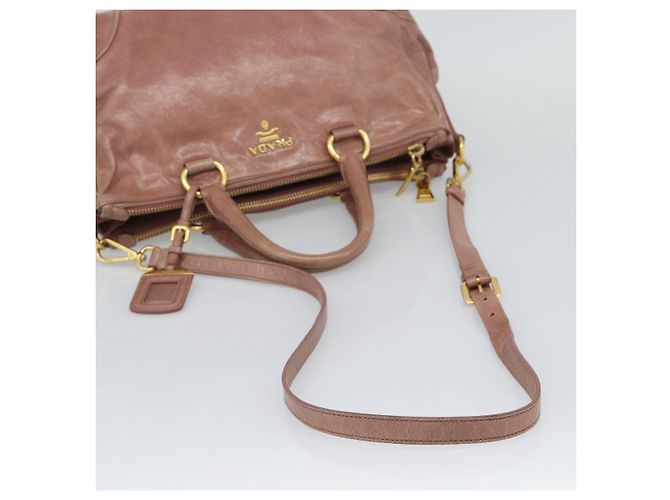 Borsa a mano PRADA in pelle 2way Pink Gold Auth 195564A Rosa D'oro - vista 9