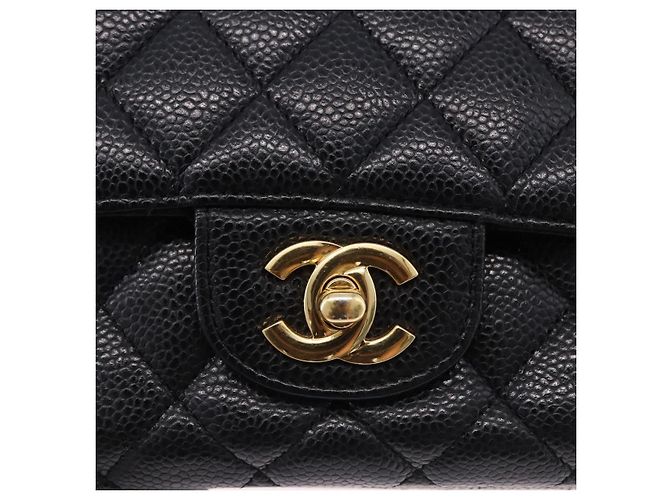 Borsa a tracolla CHANEL Chain Matelasse Pelle Caviar Nero Oro CC Auth ka5697SAM D'oro - vista 14