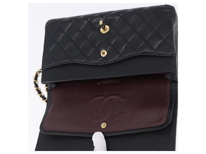 Borsa a tracolla CHANEL Chain Matelasse Pelle Caviar Nero Oro CC Auth ka5697SAM D'oro - vista 19