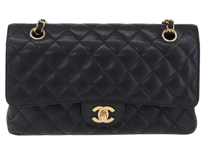 Borsa a tracolla CHANEL Chain Matelasse Pelle Caviar Nero Oro CC Auth ka5697SAM D'oro - vista 2