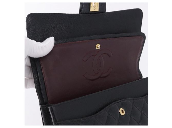 Borsa a tracolla CHANEL Chain Matelasse Pelle Caviar Nero Oro CC Auth ka5697SAM D'oro - vista 20