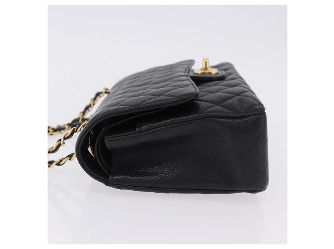 Borsa a tracolla CHANEL Chain Matelasse Pelle Caviar Nero Oro CC Auth ka5697SAM D'oro - vista 5