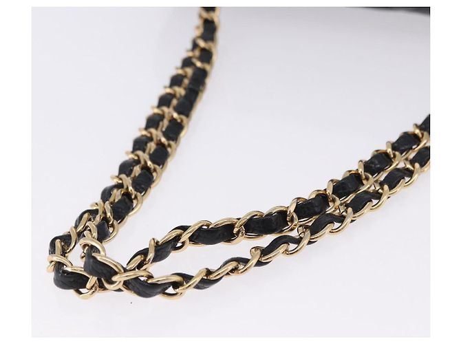 Borsa a tracolla CHANEL Chain Matelasse Pelle Caviar Nero Oro CC Auth ka5697SAM D'oro - vista 7