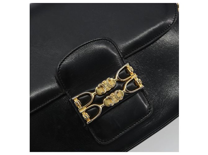 Céline Borsa a tracolla CELINE in pelle nera e oro Auth 194301 Nero D'oro - vista 14