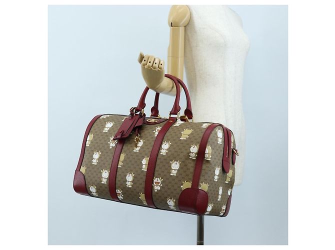 Padlock GUCCI x Doraemon Micro GG Boston Bag aus PVC und Leder Beige 647815 Auth 167459SM - Ansicht 31